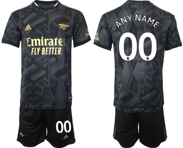 Men's Arsenal F.C Custom 2023 Black Away Soccer Jersey Suit